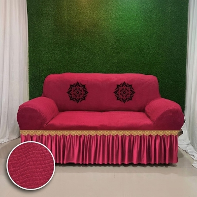 Picture of Honicomb Sofa cover 3+1+1 seater stitch Design Spandex fabrics/exlusive Tex Maroon
