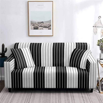 Picture of China print Sofa cover 2+2+1/3+1+1 seater stitch Design Spandex fabrics/exlusive Tex Light Black