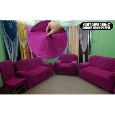 Picture of Premium Honey Comb Frill Sofa Covers/2+2+1/3+1+1 Violet