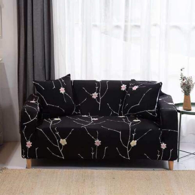 Picture of China print Sofa cover 2+2+1 seater stitch Design Spandex fabrics/exlusive Tex Black