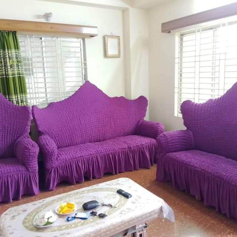 Picture of Sofa cover 2+2+1=5 seater stitch Spandex fabrics by new classical made by tourkey Violet