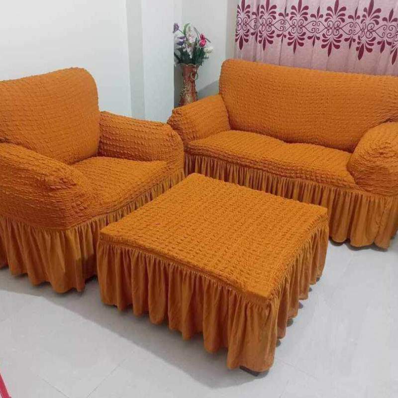 Picture of Sofa cover 2+2+1=5 seater stitch Spandex fabrics by new classical made by tourkey Rust
