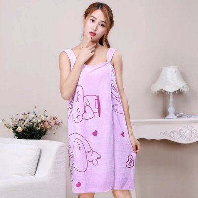 Picture of Bath dress Bath Gown bath towel Home Nightwear Microfiber Women Bathrobe - Multicolor