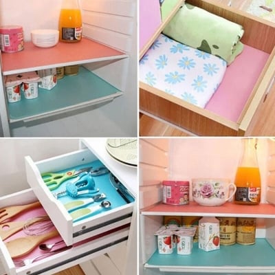 Picture of 4 Pcs Washable Refrigerator Mat Waterproof Fridge Mate Drawer Matt - Multicolor