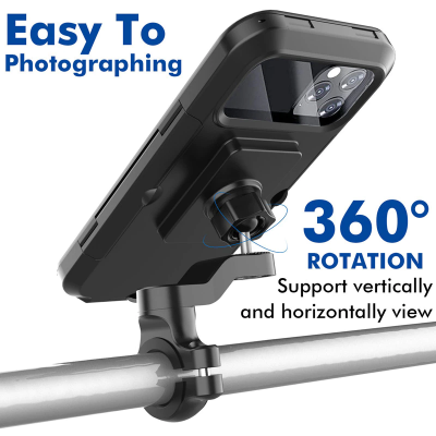 Picture of Waterproof TPU Touch Screen 360° Universal Adjustable Motorcycle Phone Mount Holder for Motorcycle and Bicycle - Black
