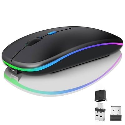 Picture of Elite Advanced Wireless RGB Mouse with Adjustable DPI, Silent Click Technology, and USB Nano Receiver - Black