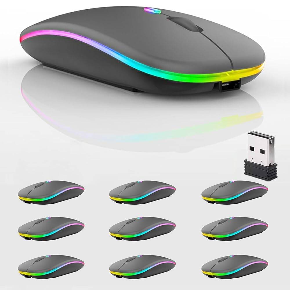 Picture of Elite Advanced Wireless RGB Mouse with Adjustable DPI, Silent Click Technology, and USB Nano Receiver - Black