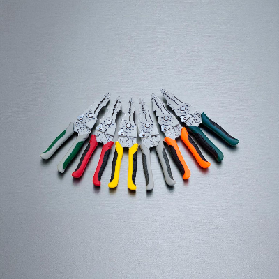 Picture of Colourful Professional Grade Wire Cutting, Clamping, and Crimping Toolset with Integrated Switch
