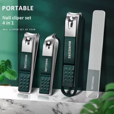 Picture of Nail Care Deluxe Grooming Kit – 4-Piece Stainless Steel Nail Clippers, Angled Precision Trimmer, Nano Glass File and Protective Case