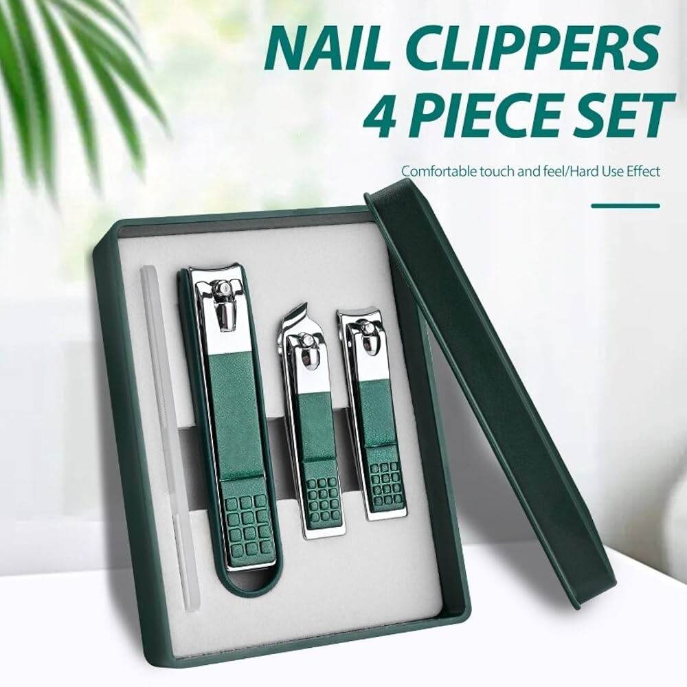 Picture of Nail Care Deluxe Grooming Kit – 4-Piece Stainless Steel Nail Clippers, Angled Precision Trimmer, Nano Glass File and Protective Case