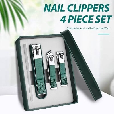 Picture of Nail Care Deluxe Grooming Kit – 4-Piece Stainless Steel Nail Clippers, Angled Precision Trimmer, Nano Glass File and Protective Case