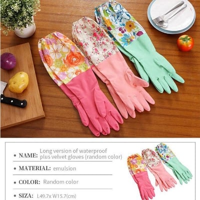 Picture of FloraGuard Floral Print Extended Sleeve Household Rubber Gloves