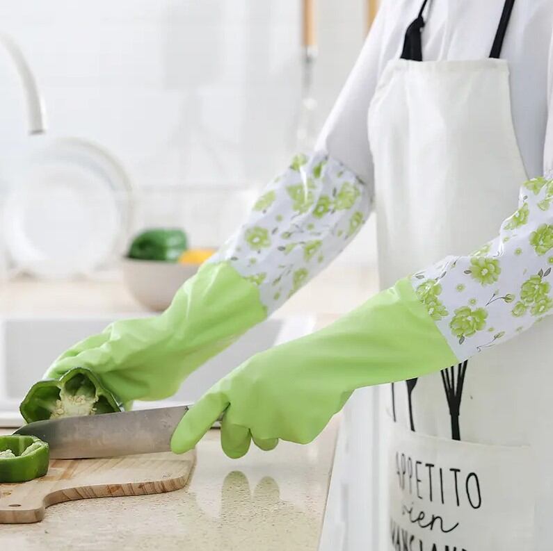 Picture of FloraGuard Floral Print Extended Sleeve Household Rubber Gloves