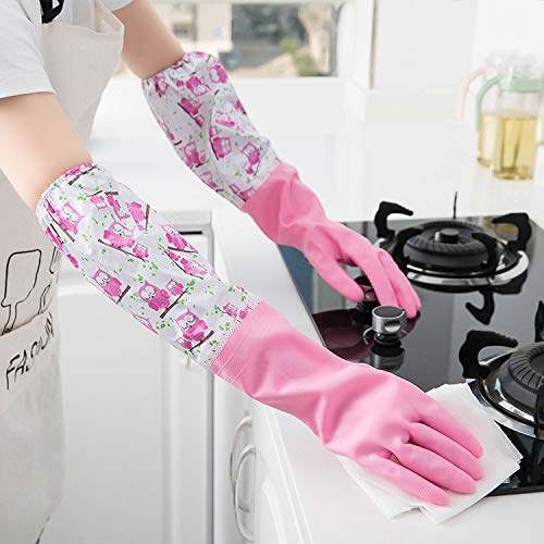 Picture of FloraGuard Floral Print Extended Sleeve Household Rubber Gloves