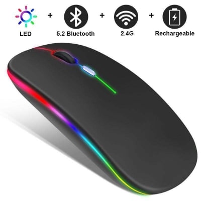 Picture of AeroClick Ultra-Slim 2.4GHz & Bluetooth Ergonomic LED Gaming Mouse - Multicolor