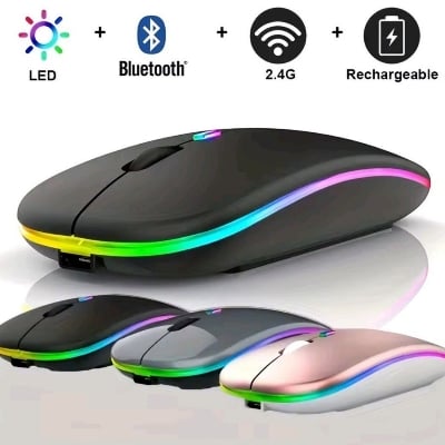 Picture of AeroClick Ultra-Slim 2.4GHz & Bluetooth Ergonomic LED Gaming Mouse - Multicolor
