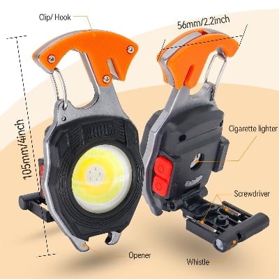 Picture of 15 Functions Multifunctional COB LED Rechargeable Camping Work Light with Plasma Lighter, Screwdriver Set & Survival Whistle