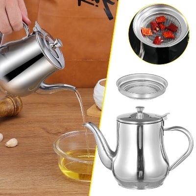 Picture of OilMaster Kitchen Grease Storage Kettle with Removable Filter and Heat-Resistant Design