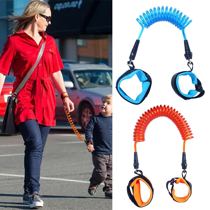 Picture of Baby Safety Anti-Lost Wrist Link Strap for Toddlers with Soft Adjustable Cuffs & Stretchable Coiled Leash