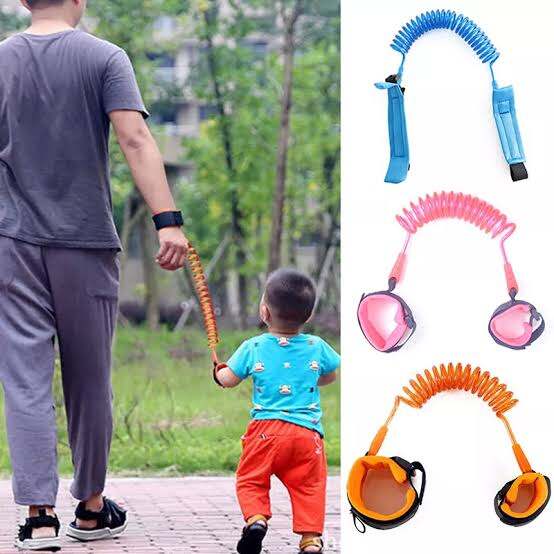 Picture of Baby Safety Anti-Lost Wrist Link Strap for Toddlers with Soft Adjustable Cuffs & Stretchable Coiled Leash