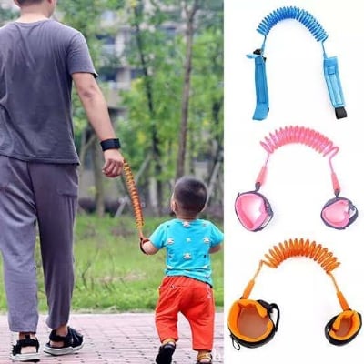 Picture of Baby Safety Anti-Lost Wrist Link Strap for Toddlers with Soft Adjustable Cuffs & Stretchable Coiled Leash