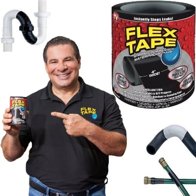 Picture of Waterproof Repair Tape Heavy Duty Strong Adhesive Leak Sealing Rubberized Patch Tape for Pipe Roof and Hose Repair - Black