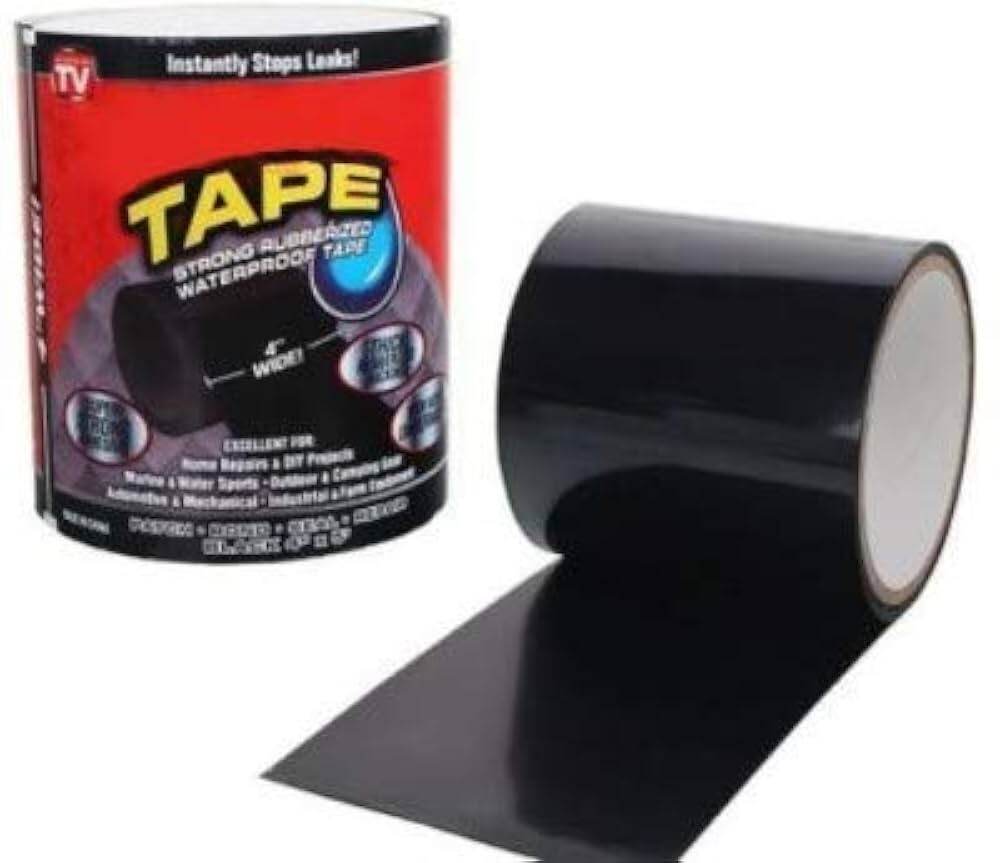 Picture of Waterproof Repair Tape Heavy Duty Strong Adhesive Leak Sealing Rubberized Patch Tape for Pipe Roof and Hose Repair - Black