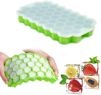 Picture of Silicon Ice Tray Honeycomb Hexagon Ice Cube Mold Flexible Food Grade Silicone Ice Maker - Multicolor