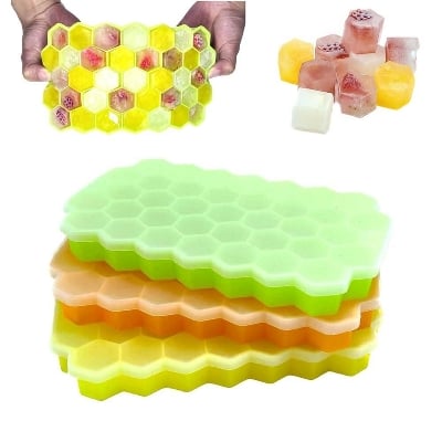 Picture of Silicon Ice Tray Honeycomb Hexagon Ice Cube Mold Flexible Food Grade Silicone Ice Maker - Multicolor