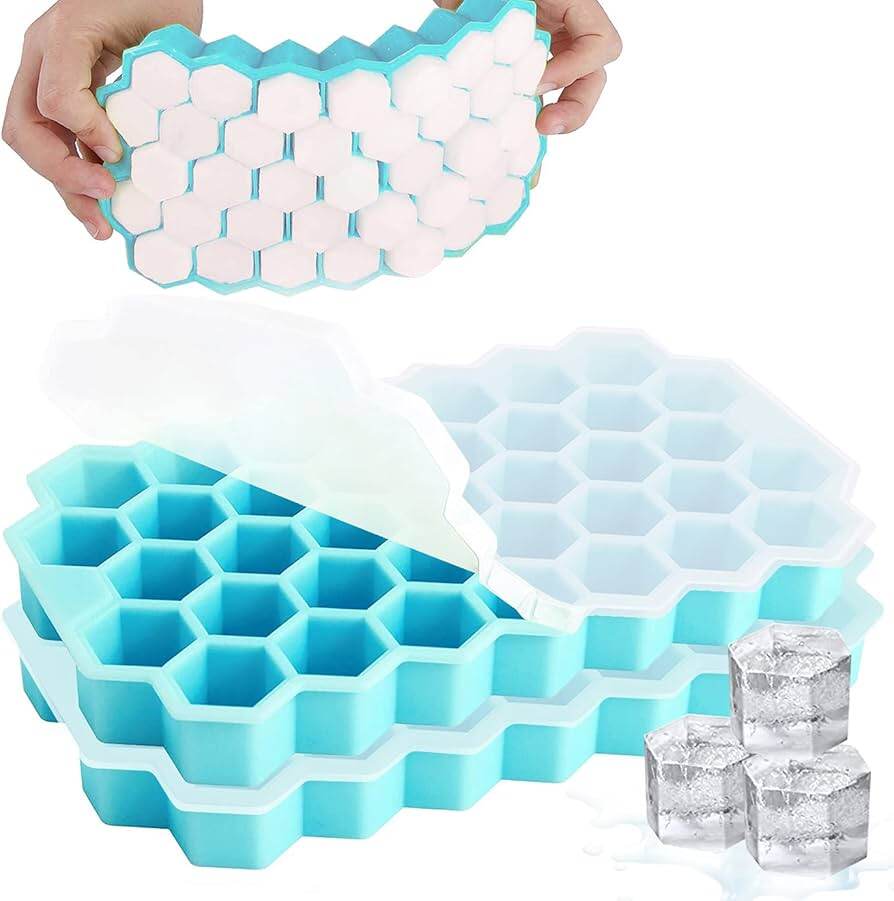 Picture of Silicon Ice Tray Honeycomb Hexagon Ice Cube Mold Flexible Food Grade Silicone Ice Maker - Multicolor