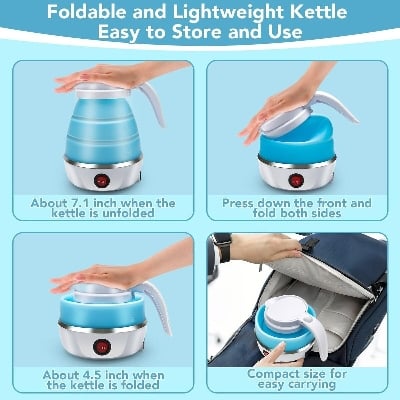 Picture of Foldable Electric Kettle Premium 600ML Portable Travel Silicone Water Boiler