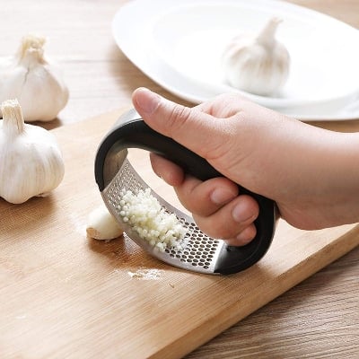 Picture of Garlic Crusher Premium Stainless Steel Manual Garlic Mincer & Peeler Kitchen Tool - Multicolor