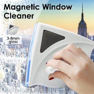 Picture of Magnetic Window Cleaner Double-Sided Glass Cleaning Brush with Strong Magnet & Built-in Squeegee - Multicolor