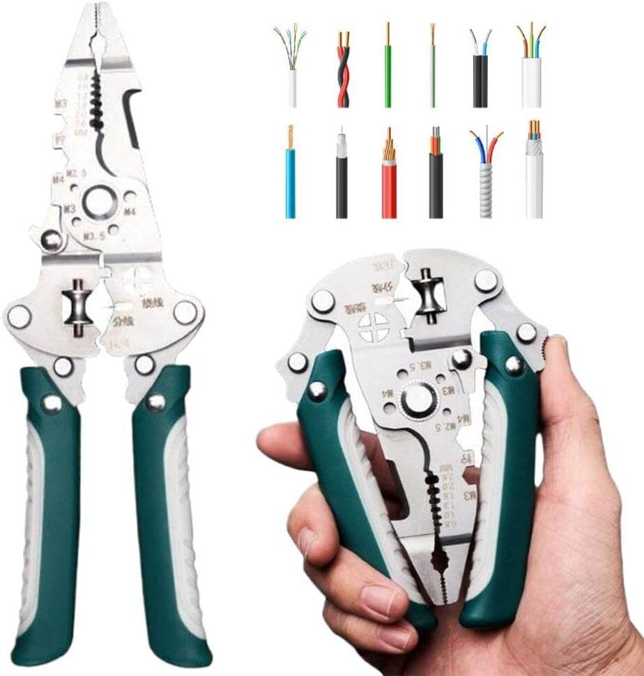 Picture of Foldable Wire Cutter Professional Multifunction Wire Cutter Crimping Pliers for Electricians - Multicolor