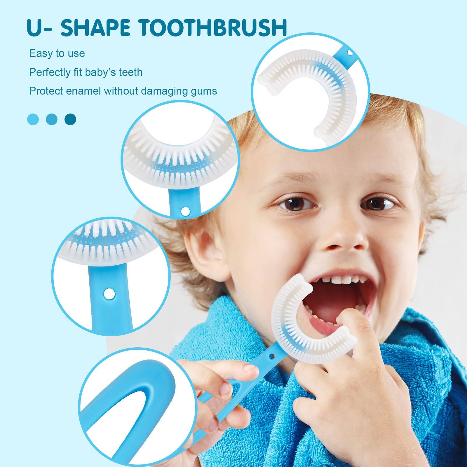 Picture of Baby U-Shape Toothbrush 360° Soft Silicone Kids Training Toothbrush for Toddlers Oral Care - Multicolor