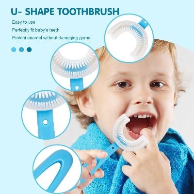Picture of Baby U-Shape Toothbrush 360° Soft Silicone Kids Training Toothbrush for Toddlers Oral Care - Multicolor