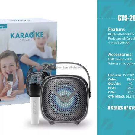 Picture of GTS-2009 Portable Bluetooth Karaoke Speaker with Dual Wireless Microphones & RGB LED Light - Multicolor