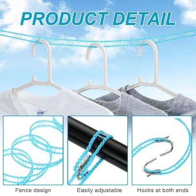 Picture of Magic Clothes Line 5 Meter Portable Travel Laundry Drying Rope with Anti Slip Hook Design - Multicolor
