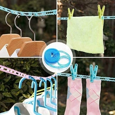 Picture of Magic Clothes Line 5 Meter Portable Travel Laundry Drying Rope with Anti Slip Hook Design - Multicolor