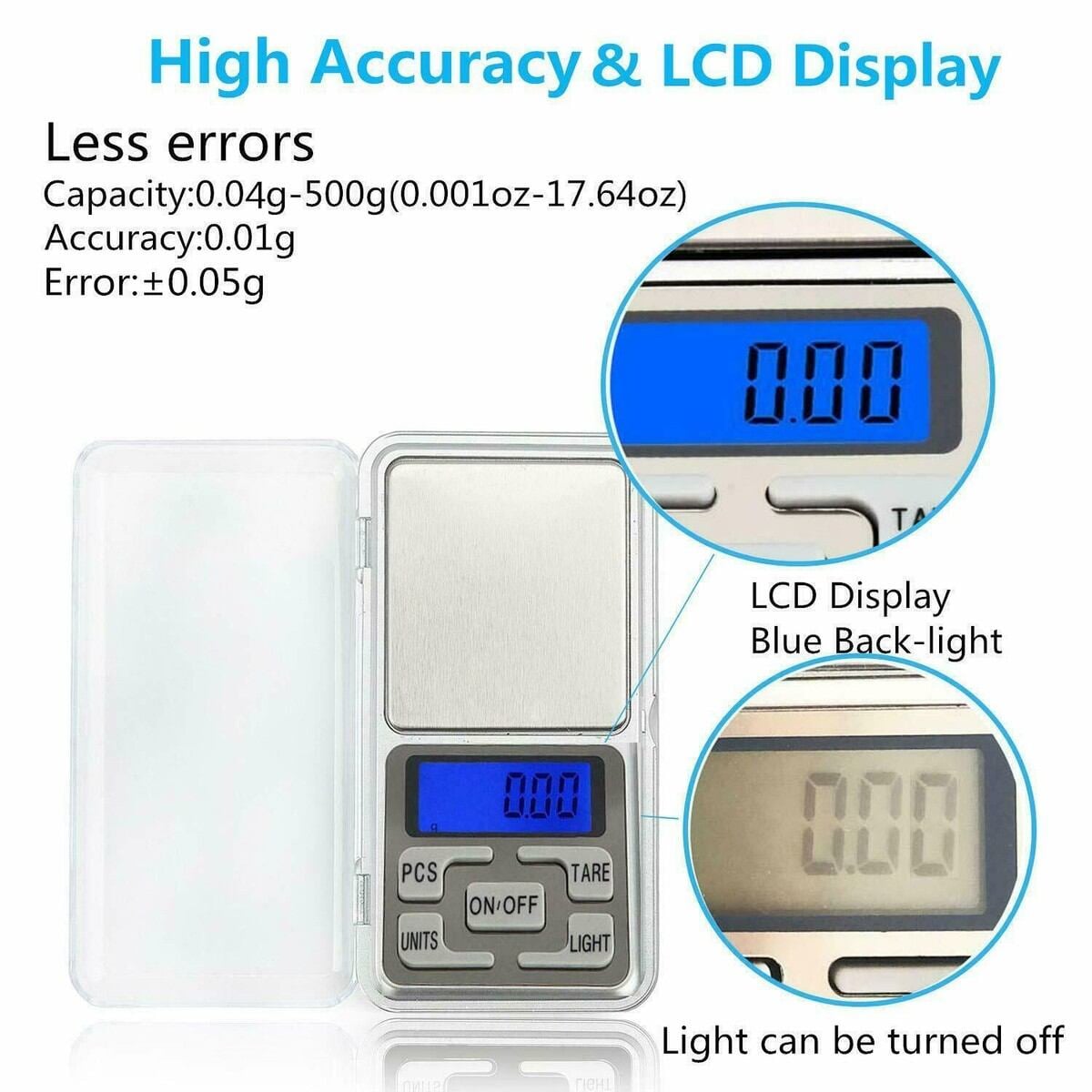Picture of Pocket Digital Scale High Precision Jewellery Gold Silver Mini Weighing Scale 500g x 0.01g - Multicolor