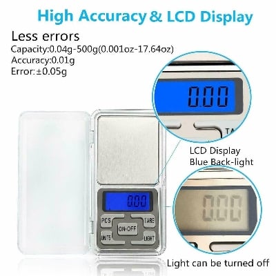 Picture of Pocket Digital Scale High Precision Jewellery Gold Silver Mini Weighing Scale 500g x 0.01g - Multicolor
