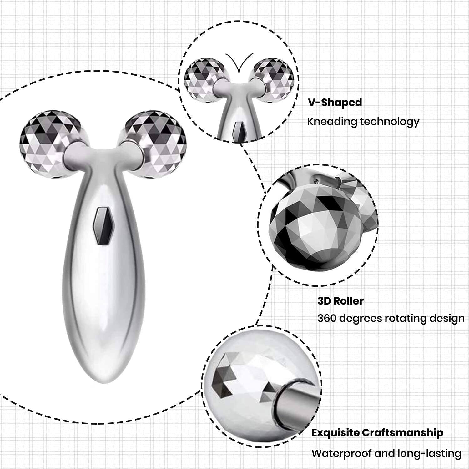 Picture of 3D Face Lifting Massage Roller with 360° Rotating Dual Rollers for Jawline Sculpting & Anti-Aging Skin Care