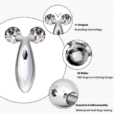 Picture of 3D Face Lifting Massage Roller with 360° Rotating Dual Rollers for Jawline Sculpting & Anti-Aging Skin Care