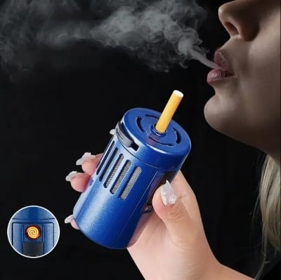 Picture of Portable Multifunction USB Rechargeable Ashtray with Electric Lighter, Premium Metal Smoking Accessoris for Indoor & Outdoor Use - Multicolor