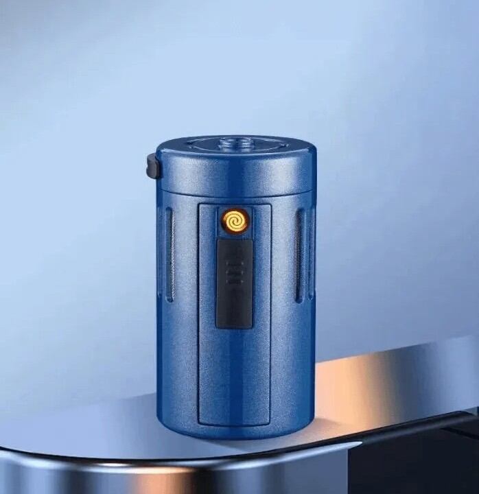 Picture of Portable Multifunction USB Rechargeable Ashtray with Electric Lighter, Premium Metal Smoking Accessoris for Indoor & Outdoor Use - Multicolor