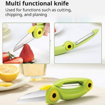 Picture of Foldable Kitchen cutter with Peeler Set – Portable Camping Fruit & Vegetable Cutter - Multicolor