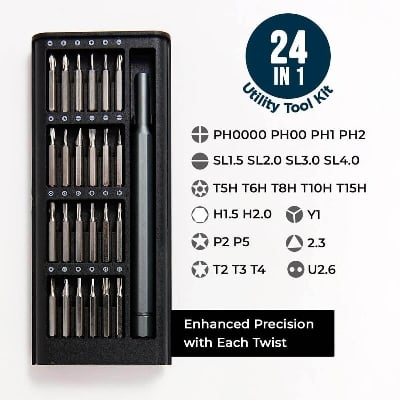 Picture of 24 in 1 Professional Precision Screwdriver Set with Magnetic Bits and Storage Case - Multicolor