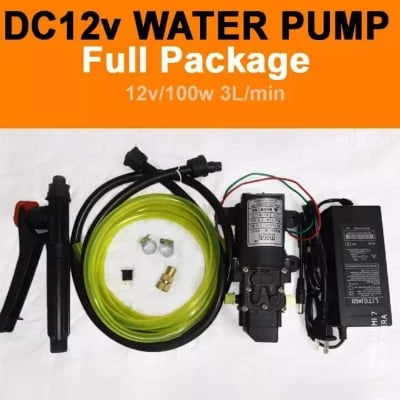 Picture of DC12V Portable Water Pump Complete Washing Combo Pack with Adapter & 10ft Hose Pipe - Multicolor