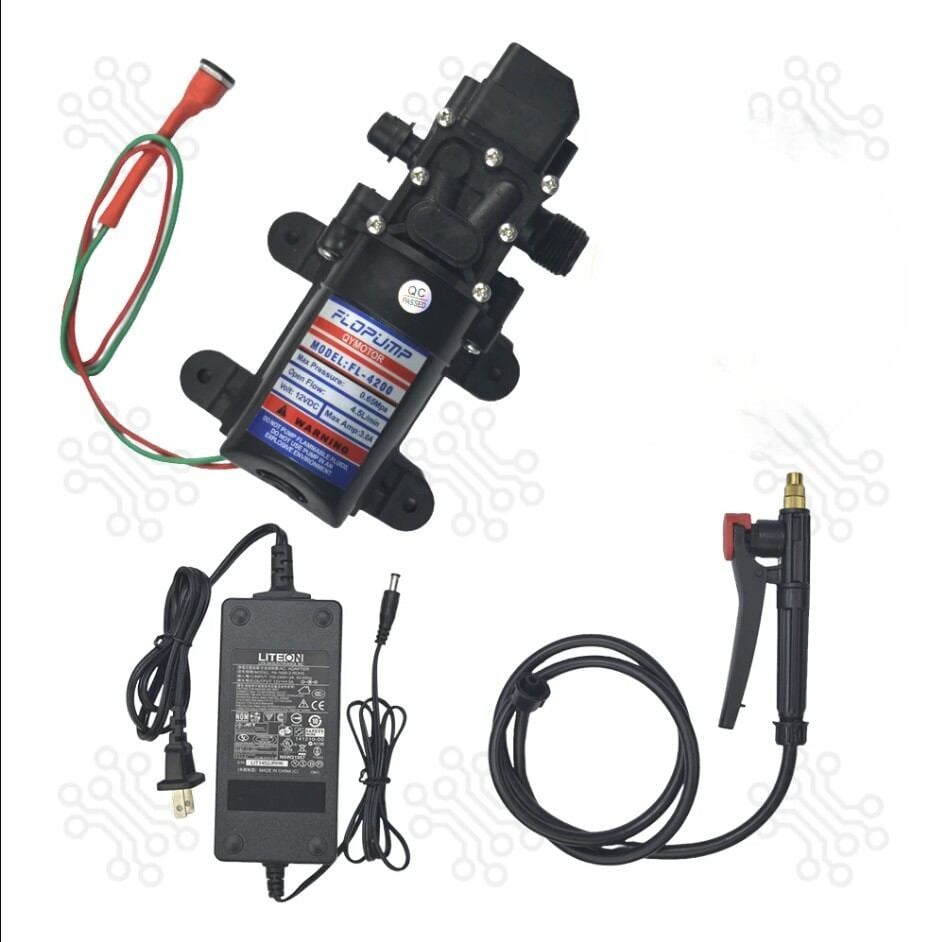 Picture of DC12V Portable Water Pump Complete Washing Combo Pack with Adapter & 10ft Hose Pipe - Multicolor