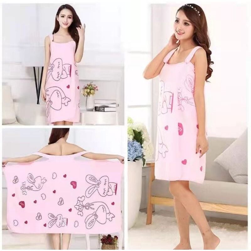 Picture of Wearable Premium Coral Fleece Bath Wrap – Soft Quick Dry Shower Towel with Elastic Top
